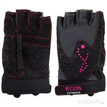 Ecos Перчатки для фитнеса женские SB-16-1744 (чёрные с принтом)