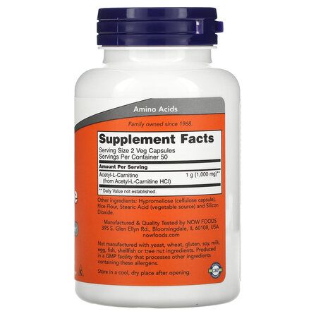 NOW Acetyl L-Carnitine 500 mg (100 капс)