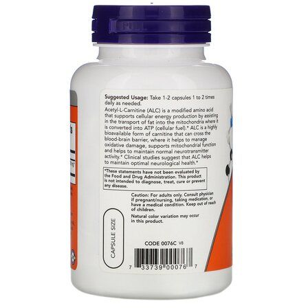 NOW Acetyl L-Carnitine 750 mg (90 таб)