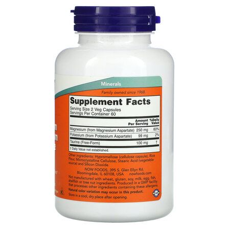 NOW Foods Magnesium + Potassium Aspartate (120 вег. капс)