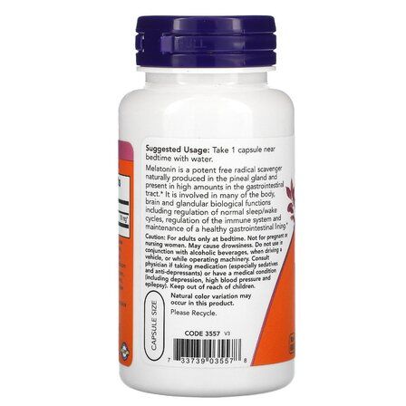 NOW Foods Melatonin 10 mg (100 вег. капс.)