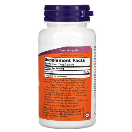 NOW Foods Melatonin 10 mg (100 вег. капс.)