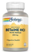 Solaray Betaine HCL with Pepsin 650мг (100 вег. капс.)