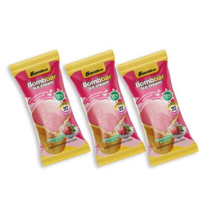 ТМ "Bombbar" Мороженое молочное протеиновое "Клубника со сливками" в вафельном стаканчике 90г