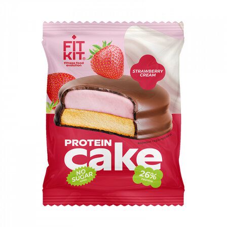 Fit Kit Protein Cake Протеиновое печенье с суфле (50 гр) клубника со сливками