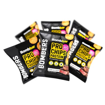 BOMBBAR Чипсы Цельнозерновые Протеиновые 50 г (Стейк на гриле), без сахара