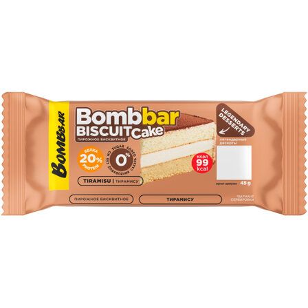 BOMBBAR Пирожное протеиновое неглазированное с начинкой со вкусом Тирамису 45г