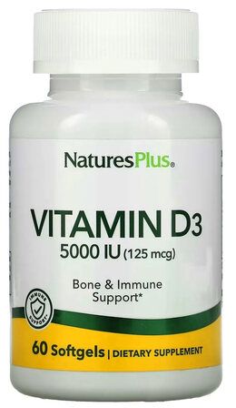 Natures Plus Vitamin D 5000 IU (60 гелевых капсул)